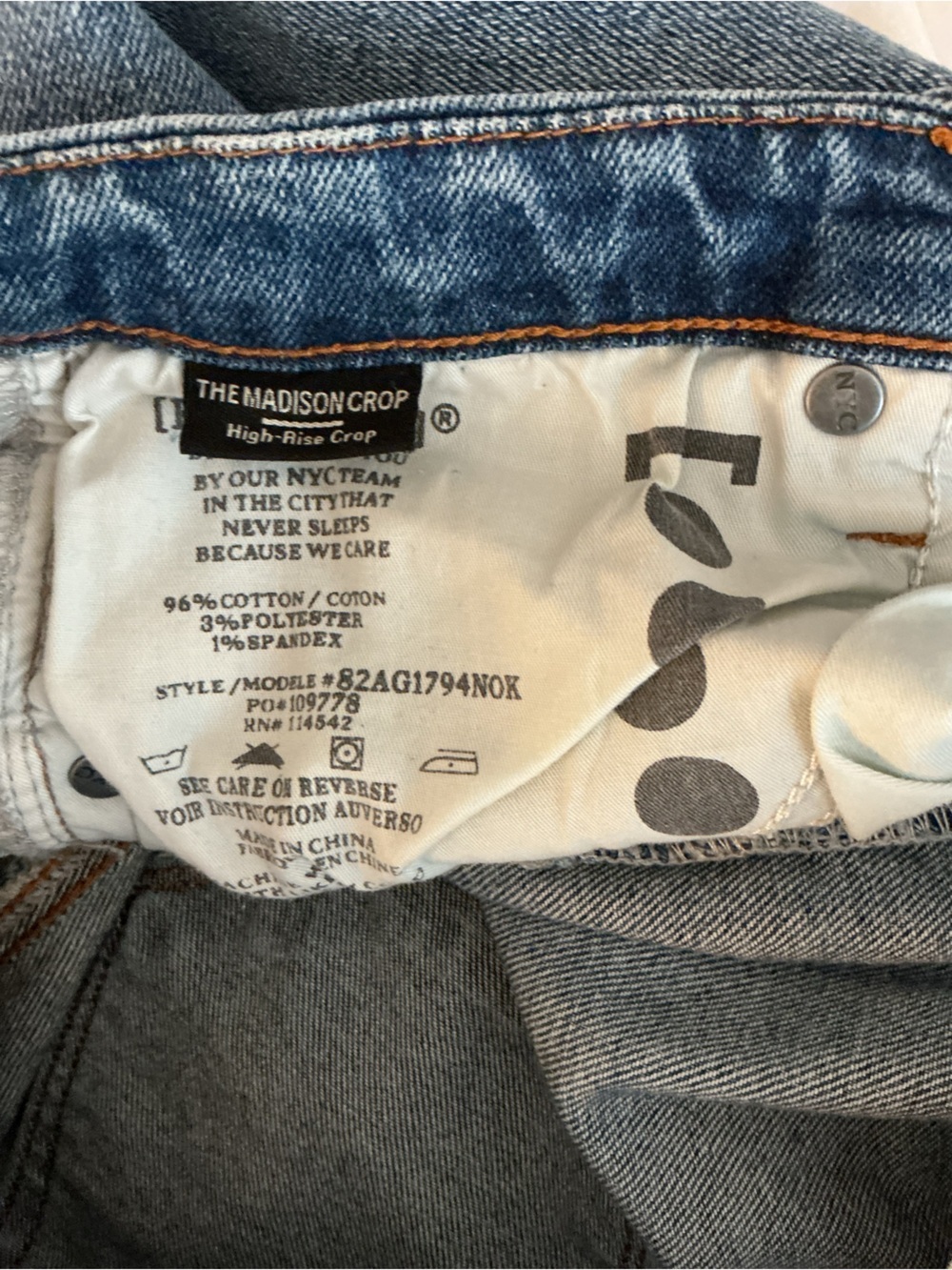 Blank NYC Straight Leg Jeans in Medium Blue with Distressed Hem - Picture 6 of 7